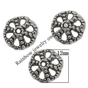 Bead Caps Zinc Alloy Jewelry Findings Lead-free, 12x12mm, Hole:1mm Sold by Bag