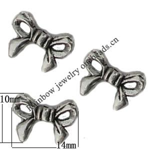 Bead Zinc Alloy Jewelry Findings Lead-free, Bowknot 14x10mm, Hole:1mm Sold by Bag