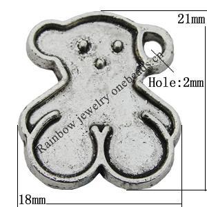 Pendant Zinc Alloy Jewelry Findings Lead-free, 21x18mm Hole:2mm Sold by Bag