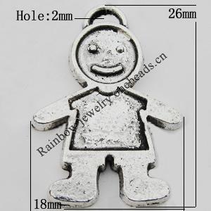Pendant Zinc Alloy Jewelry Findings Lead-free, Child 26x18mm Hole:2mm Sold by Bag