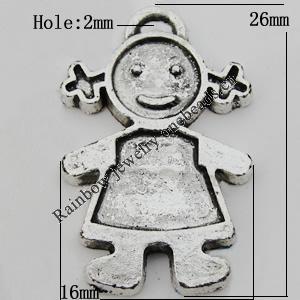 Pendant Zinc Alloy Jewelry Findings Lead-free, Child 26x16mm Hole:mm Sold by Bag