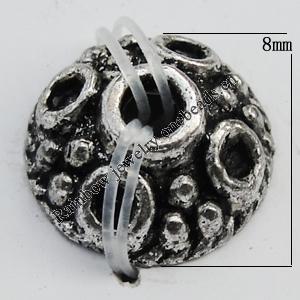 Bead Caps Zinc Alloy Jewelry Findings Lead-free, 8mm, Hole:1.25mm Sold by Bag