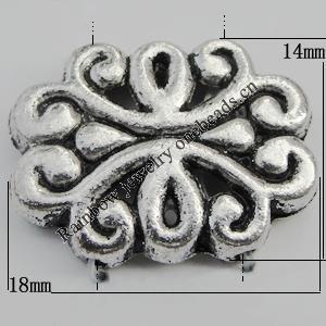 Bead Zinc Alloy Jewelry Findings Lead-free, 18x14mm, Hole:1mm Sold by Bag
