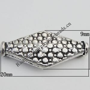Bead Zinc Alloy Jewelry Findings Lead-free, 20x9mm, Hole:1mm Sold by Bag