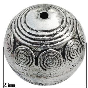 Bead Zinc Alloy Jewelry Findings Lead-free, Round 23mm, Hole:2mm Sold by Bag