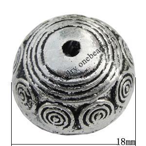 Bead Zinc Alloy Jewelry Findings Lead-free, Round 18mm, Hole:2mm Sold by Bag