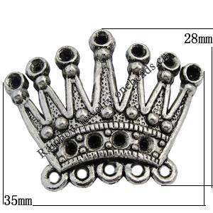 Connector Zinc Alloy Jewelry Findings Lead-free, Crown 35x28mm, Hole:2mm Sold by Bag