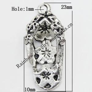 Pendant Zinc Alloy Jewelry Findings Lead-free, 23x10mm Hole:1mm Sold by Bag