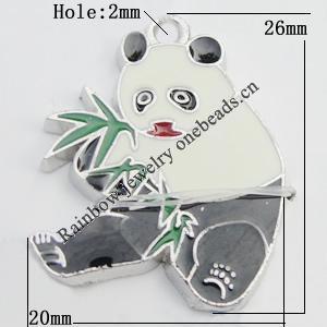 Pendant Zinc Alloy Enamel Jewelry Findings Lead-free, Panda 26x20mm Hole:2mm Sold by Bag