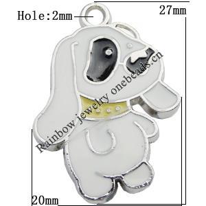 Pendant Zinc Alloy Enamel Jewelry Findings Lead-free, Animal 27x20mm Hole:2mm Sold by Bag