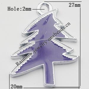  Zinc Alloy Jewelry Findings, Christmas Charm/Pendant,  Christmas tree 27x20mm Hole:2mm Sold by Bag