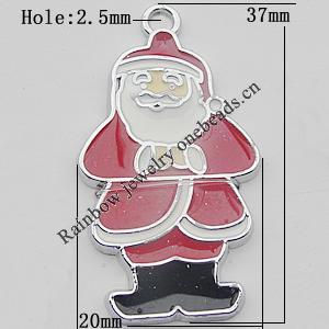  Zinc Alloy Jewelry Findings, Christmas Charm/Pendant,  Santa 37x20mm Hole:2.5mm Sold by Bag