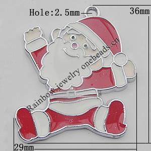  Zinc Alloy Jewelry Findings, Christmas Charm/Pendant,  Santa 36x29mm Hole:2.5mm Sold by Bag