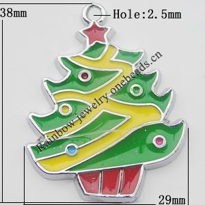  Zinc Alloy Jewelry Findings, Christmas Charm/Pendant,  Christmas tree 38x29mm Hole:2mm Sold by Bag