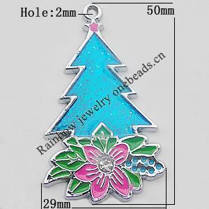  Zinc Alloy Jewelry Findings, Christmas Charm/Pendant,  Christmas tree 50x29mm Hole:2mm Sold by Bag