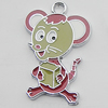 Pendant Zinc Alloy Enamel Jewelry Findings Lead-free, Mouse 28x18mm Hole:3mm Sold by Bag