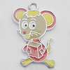 Pendant Zinc Alloy Enamel Jewelry Findings Lead-free, Mouse 28x18mm Hole:3mm Sold by Bag