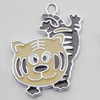 Pendant Zinc Alloy Enamel Jewelry Findings Lead-free, Tiger 28x20mm Hole:2mm Sold by Bag