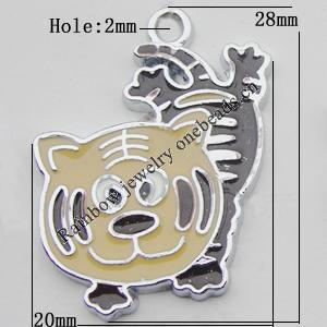 Pendant Zinc Alloy Enamel Jewelry Findings Lead-free, Tiger 28x20mm Hole:2mm Sold by Bag