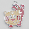 Pendant Zinc Alloy Enamel Jewelry Findings Lead-free, Tiger 28x20mm Hole:2mm Sold by Bag