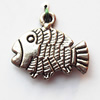 Pendant, Lead-free Zinc Alloy Jewelry Findings, Fish 17x16mm Hole:1mm, Sold by Bag