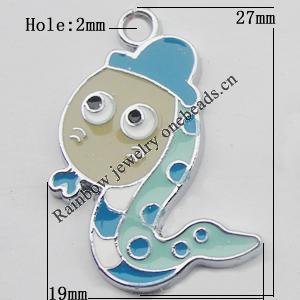 Pendant Zinc Alloy Enamel Jewelry Findings Lead-free, Serpent 27x19mm Hole:2mm Sold by Bag