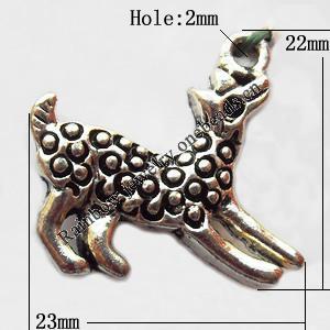 Pendant, Lead-free Zinc Alloy Jewelry Findings, Animal 22x23mm Hole:2mm, Sold by Bag