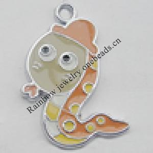 Pendant Zinc Alloy Enamel Jewelry Findings Lead-free, Serpent 27x19mm Hole:2mm Sold by Bag