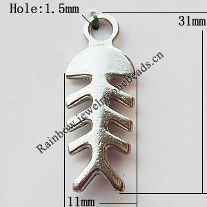 Pendant, Lead-free Zinc Alloy Jewelry Findings, 31x11mm Hole:3.5mm, Sold by Bag