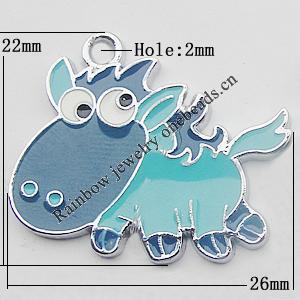 Pendant Zinc Alloy Enamel Jewelry Findings Lead-free, Animal 22x26mm Hole:2mm Sold by Bag