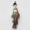 Pendant, Lead-free Zinc Alloy Jewelry Findings, Fish 27x9mm Hole:1mm, Sold by Bag