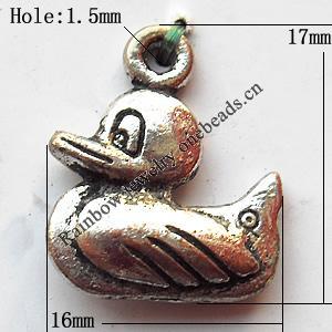 Pendant, Lead-free Zinc Alloy Jewelry Findings, Animal 17x16mm Hole:1.5mm, Sold by Bag