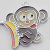 Pendant Zinc Alloy Enamel Jewelry Findings Lead-free, Monkey 25x26mm Hole:1mm Sold by Bag