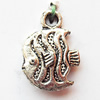 Pendant, Lead-free Zinc Alloy Jewelry Findings, Fish 11x15mm Hole:1.5mm, Sold by Bag