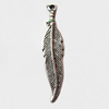 Pendant, Lead-free Zinc Alloy Jewelry Findings, Leaf 35x8mm Hole:1mm, Sold by Bag