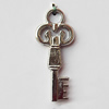 Pendant, Lead-free Zinc Alloy Jewelry Findings, Key 12x30mm Hole:4mm, Sold by Bag