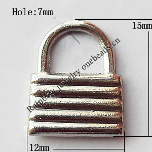 Pendant, Lead-free Zinc Alloy Jewelry Findings, Lock 12x15mm Hole:7mm, Sold by Bag