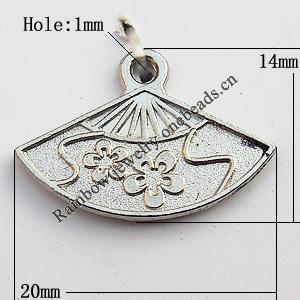 Pendant, Lead-free Zinc Alloy Jewelry Findings, Sector 14x20mm Hole:1mm, Sold by Bag