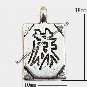 Pendant, Lead-free Zinc Alloy Jewelry Findings, Rectangle 18x10mm Hole:3mm, Sold by Bag