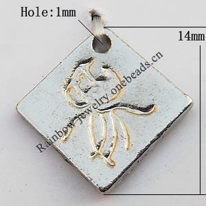 Pendant, Lead-free Zinc Alloy Jewelry Findings, Diamond 14x14mm Hole:1mm, Sold by Bag