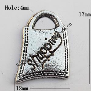 Pendant, Lead-free Zinc Alloy Jewelry Findings, 12x17mm Hole:4mm, Sold by Bag