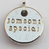 Pendant, Lead-free Zinc Alloy Jewelry Findings, Flat Round 10mm Hole:1mm, Sold by Bag