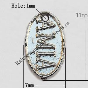 Pendant, Lead-free Zinc Alloy Jewelry Findings, Flat Oval 11x7mm Hole:1mm, Sold by Bag