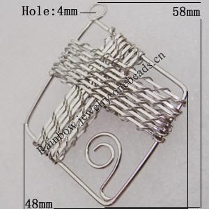 Iron Thread Component Handmade Lead-free, 58x48mm Hole:4mm Sold by Bag