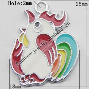 Pendant Zinc Alloy Enamel Jewelry Findings Lead-free, Chicken 25x18mm Hole:2mm Sold by Bag