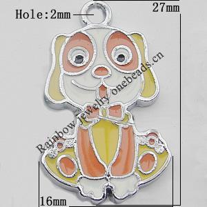 Pendant Zinc Alloy Enamel Jewelry Findings Lead-free, Dog 27x16mm Hole:2mm Sold by Bag