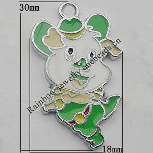 Pendant Zinc Alloy Enamel Jewelry Findings Lead-free, Pig 30x18mm Hole:2mm Sold by Bag