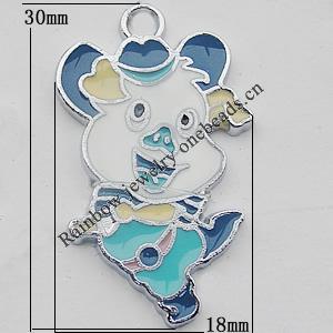 Pendant Zinc Alloy Enamel Jewelry Findings Lead-free, Pig 30x18mm Hole:2mm Sold by Bag