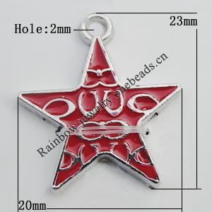 Pendant Zinc Alloy Enamel Jewelry Findings Lead-free, Star 23x20mm Hole:2mm Sold by Bag