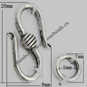 Clasp Zinc Alloy Jewelry Findings Lead-free, 20x9mm,O:7mm,I:5mm  Sold by KG
